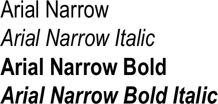 Arial Narrow Weights