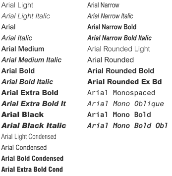 bold arial typeface