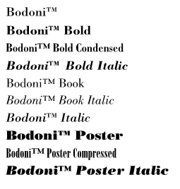 Bodoni Complete Family Pack Weights