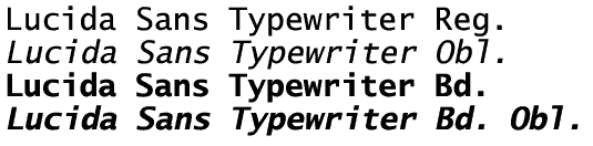 Lucida Sans Typewriter Volume Weights