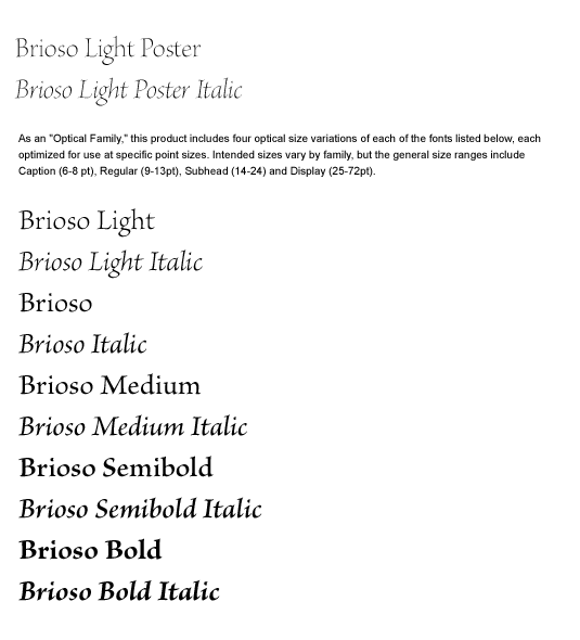 Monotype Baskerville MT Complete Weights