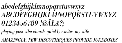 Bodoni URW CE Regular Extra Narrow Oblique