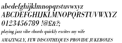 Bodoni URW Regular Extra Narrow Oblique