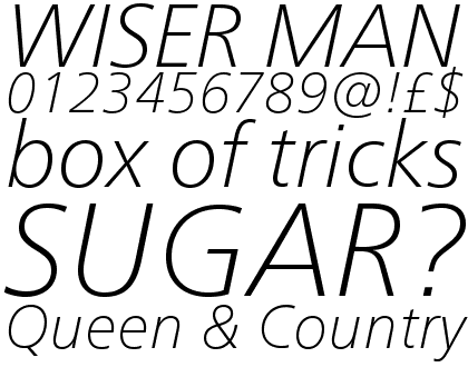 Neue Frutiger&reg; W1G Thin Italic