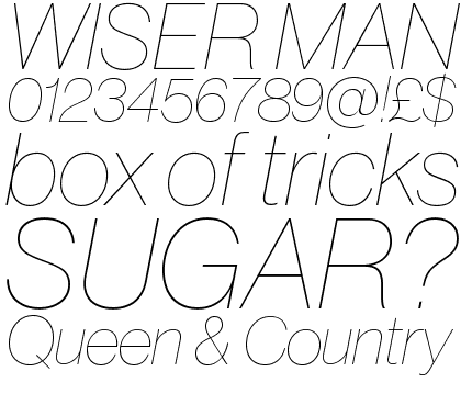 Neue Haas Grotesk Pro Display CFF 16 XXThin Italic